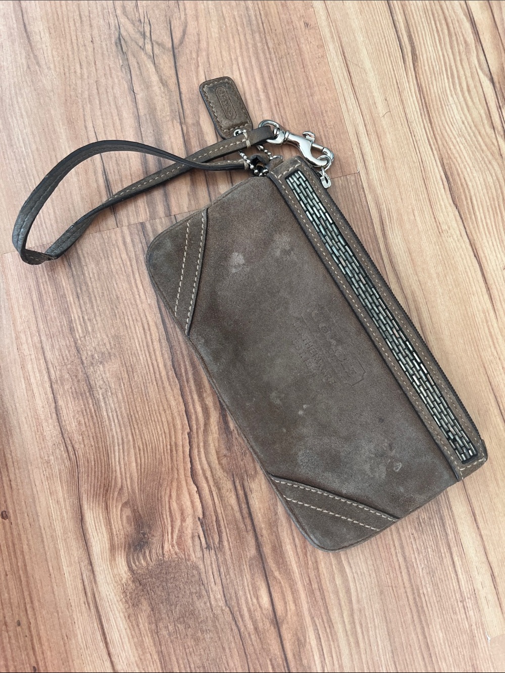 Brown Suede Wristlet Wallet - Unbranded